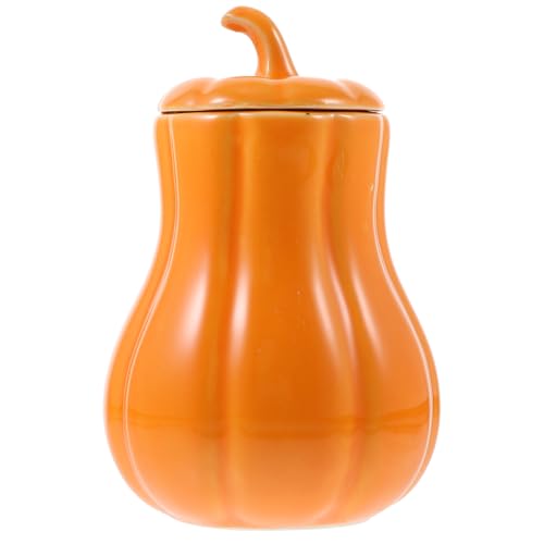 UPKOCH Ceramic Tea Canister Pumpkin Shape Candy Jar Loose Tea Jar Coffee Sugar Storage Pot Food Container for Home Fall Decor