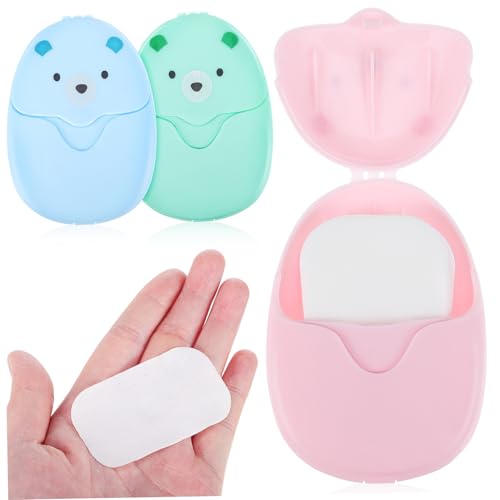 HOLIDYOYO 3個 持ち運び便利な多機能ペーパーソープシート 軽量素材使用で耐久性 手 顔 体洗浄対応 アウトドアや旅行用ハイキング必需品