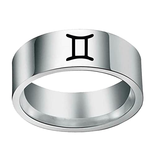 Image of Unisex 12 Zodiac Sign Statement Ring | Stainless Steel, Constellation Hip Hop, Horoscope Astrology Jewelry, Birthday Gift