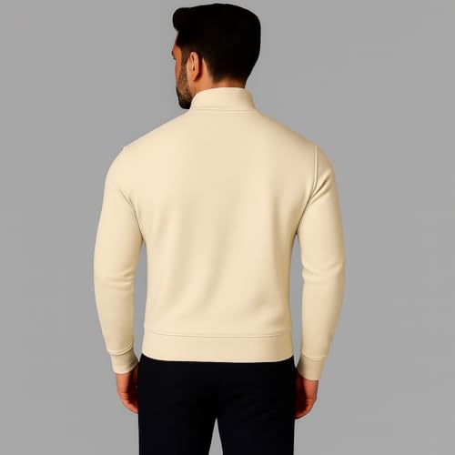 Image of Mack Jonney Men's Fleece Half-Zip High Neck Sweatshirt | Warm & Stylish Winter Wear -M4380