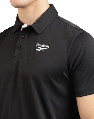 Image of Reebok Men's Cotton Blend Sports Polo T-Shirt - Breathable Soft Half Sleeve Collar Tee for Men | Polo Tshirt for Men | Gym Casual Active