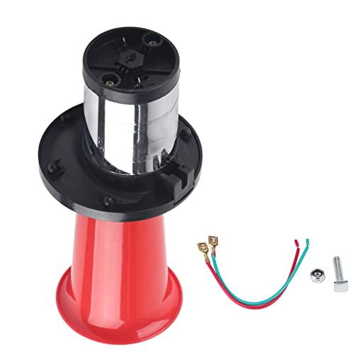 Klanata 12V 110dB Loud Car Horn Kit Vintage AHHOOOGAH Trumpet Klaxon with Button for Vehicle Boat and Truck (Red)