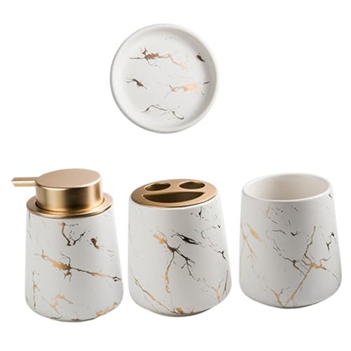 VANZACK 陶瓷製洗面 大理模様 感ある素材 洗面用歯ブラシカップ 鹸置き 携帯便利 コンパクト収納 歯磨き粉やローションも収納可能 家用バス