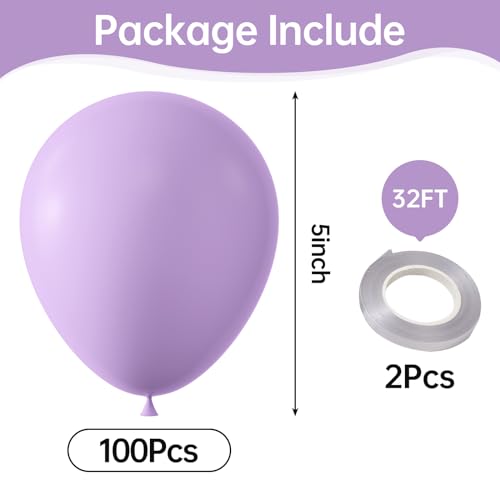 Image of Pastel Purple Balloons,100 Pcs 5 Inch Mini Matte Latex Balloons for Balloon Garland Arch, Birthday Decoration, Wedding Party, Baby Shower Decorations