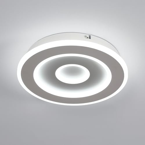 Goeco Plafón LED Techo Interior Moderna, 28W LED Lámpara de Techo de Acrílico, Circular Luz de Techo para Dormitorio Pasillo Cocina Comedor Corredor Balcón, Blanca Fría 6500K, 20CM Blanco