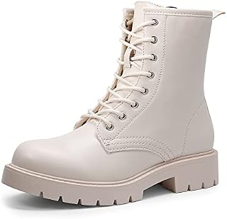 DREAM PAIRS Damskie botki sznurowane Silhouette gładki materiał wierzchni