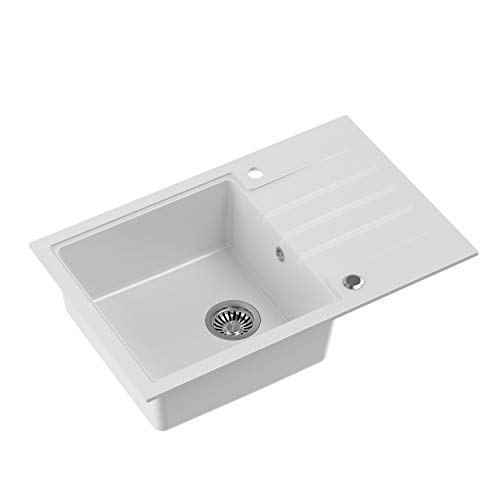 Küchenspüle Edelstahl 84 Cm, Topmount, 16 Gauge – Einzelbecken Mit Abtropfgestell & Schneidebrett