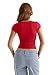 EasyGala Womens Double Lined Cap Sleeve Tops Boat Neck Shirts Slim Fitted Going Out Tees Y2k Clothes Summer Basic T Shirts Red M