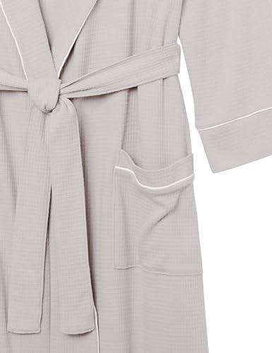 Image of Amazon Essentials Men's Lightweight Cotton Waffle Bath Robe, Mid-Length Loungewear (Available in Big & Tall)