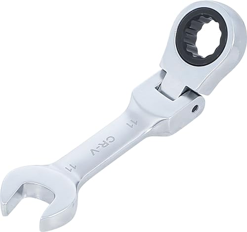 BGS 6911 Ratschenring-Maulschlüssel | kurz | abwinkelbar | SW 11 mm | Ratschenschlüssel feinverzahnt, CV-Stahl Ring Spanner Short Can be Angled Ratchet Wrench fine-Toothed, Steel