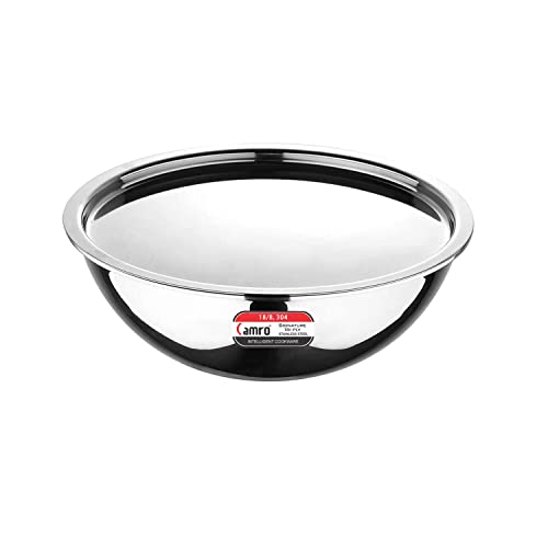 Image of Camro Triply Artisian Tasla with Lid 4 Liters, 26 Cm with Steel Lid | Stainless Steel Induction Friendly | 3-Layer Body, Dishwasher Safe | 6 Years Warranty