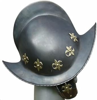 ANTIQUE AURA Spanish Morion Helmet Medieval Conquistador Costume Armor – 18 Gauge Steel Halloween Helmet. (Black)