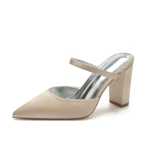 Womens Slip-on Wedding Shoes Solid Evening Prom Heels M632