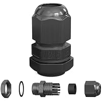 hb-digital 20х Kabelverschraubung M12 für 3-6,5mm Kabeldurchmesser IP68 staub- & wasserdicht mit Gummidichtung Gegenmutter Klemmlamellen Stopfbuchse Isolation Kabeleinführung - Schwarz – Ansicht 2