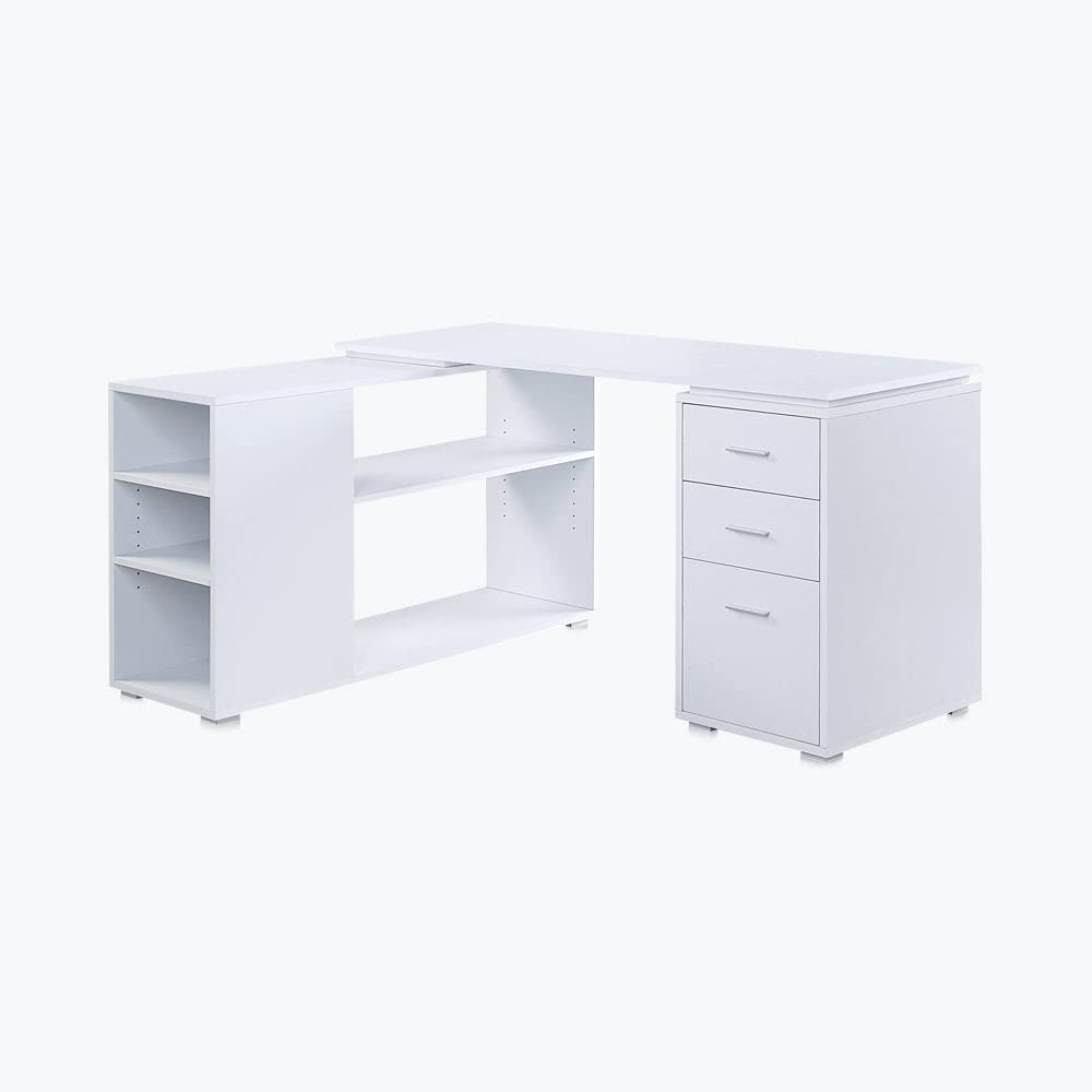 Buy BELLEZE L Shaped Computer Desk, 60” Study Writing Table Home Office