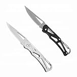 XUDIY 2 Pcs Pocket Knife, 2.36" Survival Stainless Steel Folding Knives UK Legal Grey Finish, Stylish High Performance, Non Locking EDC Blade, Portable for Camping Hiking Backpacking