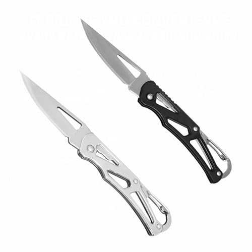 XUDIY 2 Pcs Pocket Knife, 2.36″ Survival Stainless Steel Folding Knives UK Legal Grey Finish, Stylish High Performance, Non Locking EDC Blade, Portable for Camping Hiking Backpacking