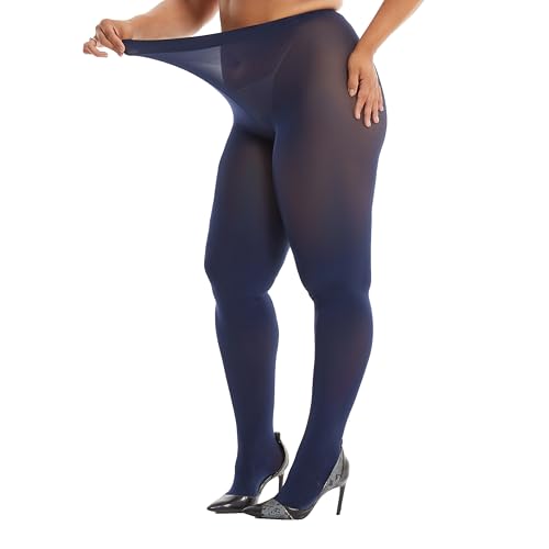 Image of Frola Plus Size Tights for Women Semi Opaque Control Top High Waist Stockings 60 Denier Women's Pantyhose 2X 3X 4X 5X