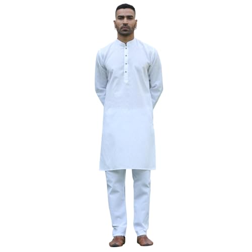 Image of KRAFT INDIA Men's Cotton Kurta Pyjama Set | Woven Design Traditional Ethnic Wear | Festive, Wedding & Casual Outfit | Comfortable & Breathable Fabric