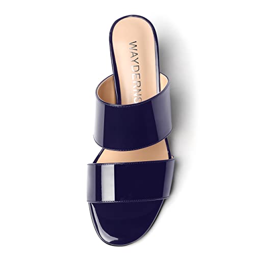 WAYDERNS Women's Two Piece Patent Open Toe Slip On Wedge Low Heel Wedges Sandals 2 Inch3