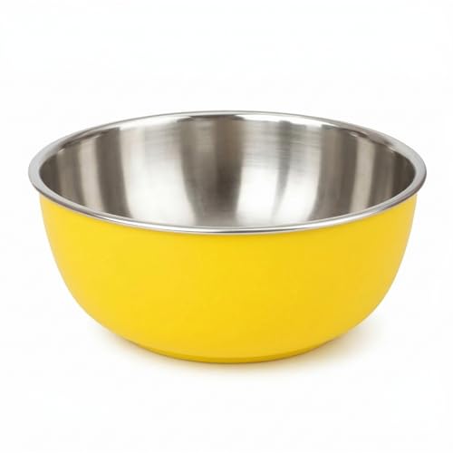 Image of Zaib Stainless Steel Microsafe Serving Bowl - 600ml Insulated Snack & Dessert Bowl (14 cm) (Yellow)