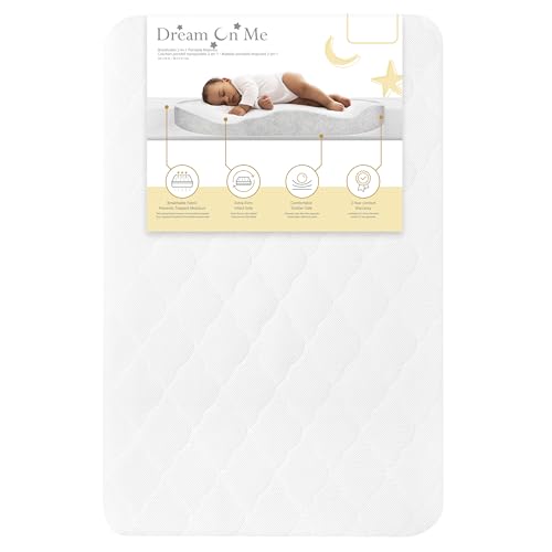 Evolur Rest EZ 2-in-1 Mini Crib Mattress – Dual-Sided Comfort, Water-Resistant White Cover, GREENGUARD Gold Certified, Crafted from Recycled Sustainable Materials, Proudly Made in USA
