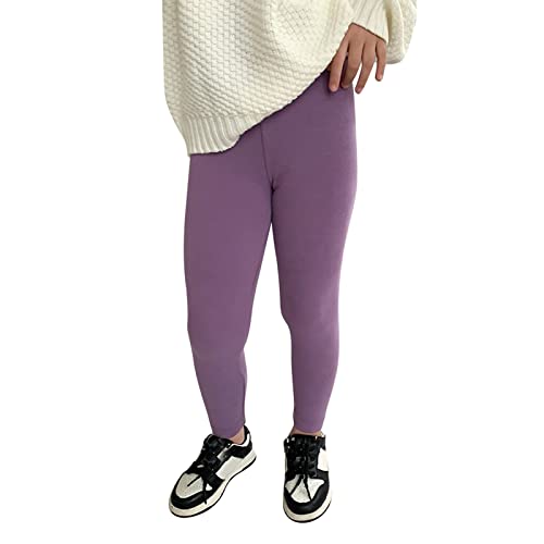 KAGAYD Girls Solid Color Leggings Cotton Kids Winter Warm Leggings Thick Thermal Tights Elastic Soft Pants