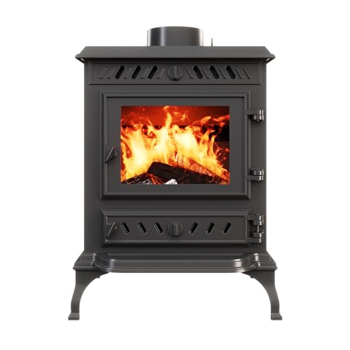 OutInFire Estufa de leña independiente de hierro fundido negro - P3 (7,4 kW) ECO