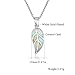 CiNily White Opal Leaf Pendant Necklace for Women Silver Plated Jewelry Gift 1 1/4