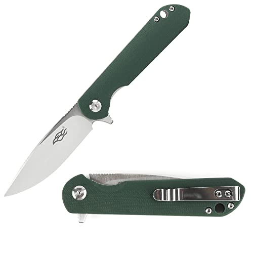 GANZO Firebird Pocket Folding Knife FH41S-GB D2 Steel Blade G10 Handle with Clip Fishing Hunting Camping Outdoor EDC Knife (Green)