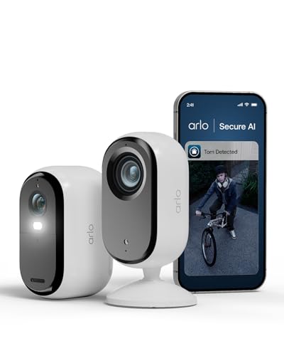 Image of Arlo Essential 2 Security Camera Outdoor & Indoor Kit, 2K Video, Wireless Outdoor Camera with Wired Indoor Camera, Pet Camera, Two-way Talk, Smart Siren, Secure Trial Included, 2 Cameras, White