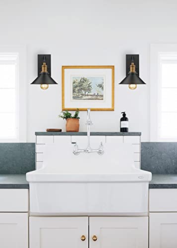 Yeehome Modern Wall Sconce Set Of 2, Wall Scone Lighting, Wireless Wall Sconce, Hardwired Wall Light Fixture, Vintage Bathroom Light Fixtures In Matte Black Finish,7.8 Inch,2 Pack #TOP2