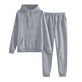 Womens 2 Piece Outfits Lounge Hoodie Sweatsuit Sets Oversized Sweatshirt Baggy Fall Sweatpants Pockets Loungewear Joggers Winter Outfits Vacation Spring Sweat Comfy Matching Athletic Clothing Grey 3Xl