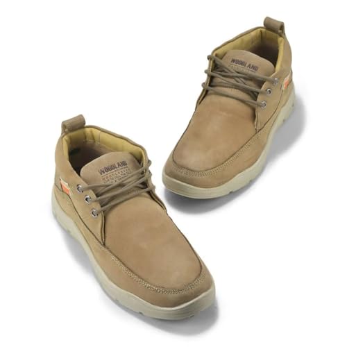 Image of Woodland Men Camel Nubuk Buff Casuals Laces