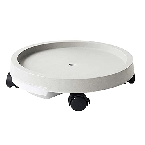 karonpeln 植木鉢台 鉢置台 貯水付き移動花台 鉢受台 可動式 フラワースタンド キャスター 受け皿付き 360°回転 ロック可能 移動便利 耐荷重 直径28.6cm (ホワイト)