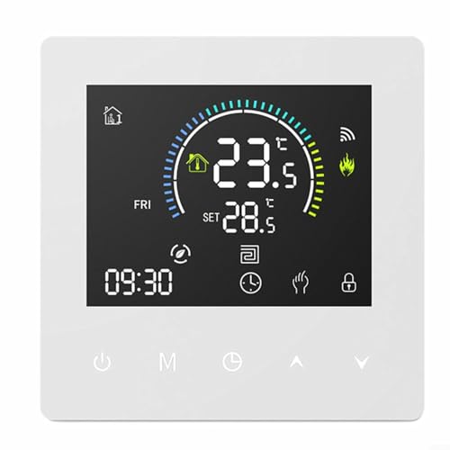 Puupaa Termostato programable inteligente Control de calefacción central con pantalla LCD táctil grande a color, control de temperatura de calefacción por suelo radiante, programación diaria y semanal