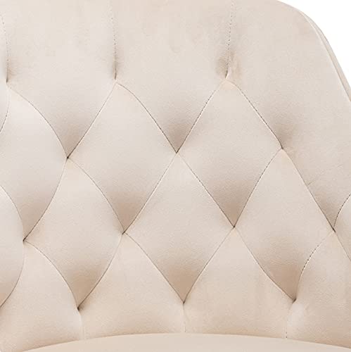 Goujxcy Desk Chair,Modern Velvet Fabric Office Chair,360° Swivel Height Adjustable Comfy Upholstered Tufted Accent Chair (Beige) #TOP5