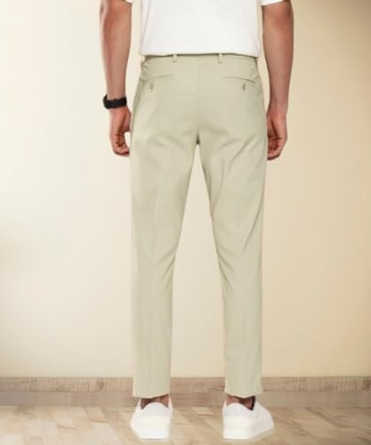 Image of MALENO Slim Fit Ankle Length Cotton Lycra Blend Formal Trouser for Men | Stretchable Ankle Length Formal Pant for Men