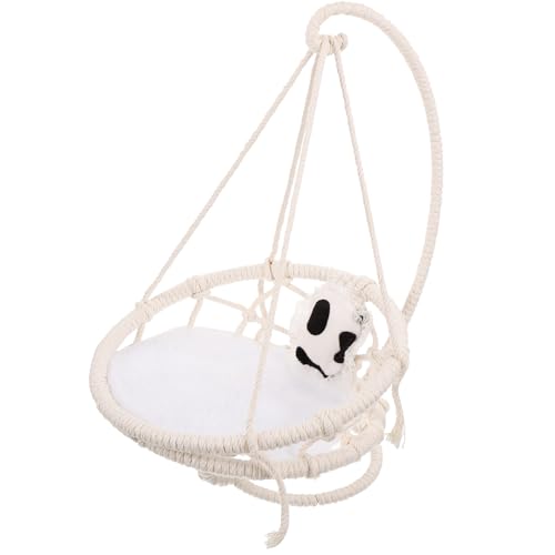 Happyyami Hamaca Colgante para Hámster y Pájaros Pequeños, Cama Nido de Algodón Beige para Descansar y Dormir, Cómoda y Cálida para Mascotas Pequeñas
