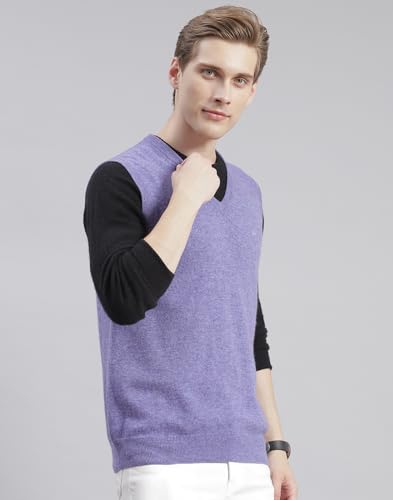 Image of Monte Carlo Off White Solid V Neck Sweater | Warm Woolen Pullover for Men | Soft Comfortable Knitted Winter Wear Sweater for Men's