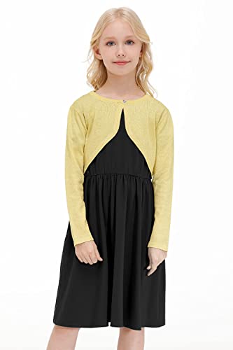 Besserbay Kid Girls Open Front Sparkle Gold Bolero Shrug Sweet Button Closure Cropped Cardigan 9-10 Years #TOP1