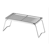 YHomU Stainless Steel Portable Grill for Campfire, Folding Grate BBQ Rack with Slanted Legs, Outdoor Cooking for Camping Hiking Picnics, Easy to Carry