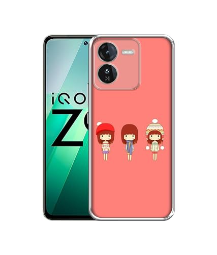 Image of Cute Girls Design Printed Silicon Soft TPU Back Case Cover for iQOO Z9 5G, Red