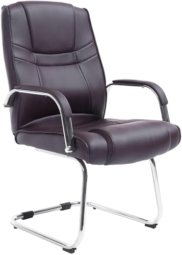 CLP XXL-Freischwinger Attila I gepolsterter Besucherstuhl mit Kunstleder-Bezug I Bis 180 kg belastbar, Farbe:braun