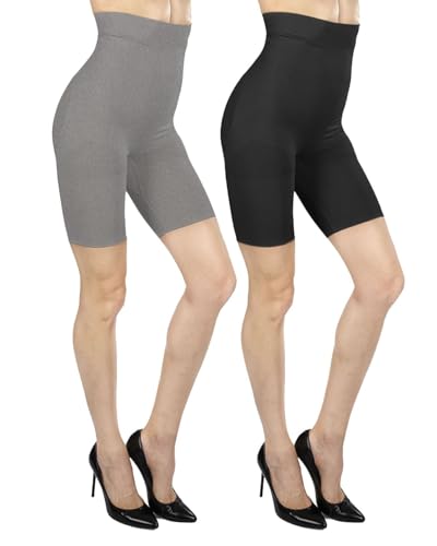 Image of MeMoi 2 Pair High-Waist Shapewear Shorts, Smooth Thigh Shaper Shorts, Comfortable Womens Shapewear - Sizes S-4X