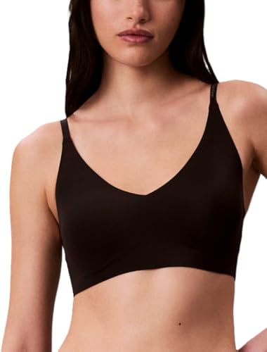 Calvin Klein Invisibles Comfort Lightly Lined Seamless Wireless Triangle Bralette Bra, Black, Medium