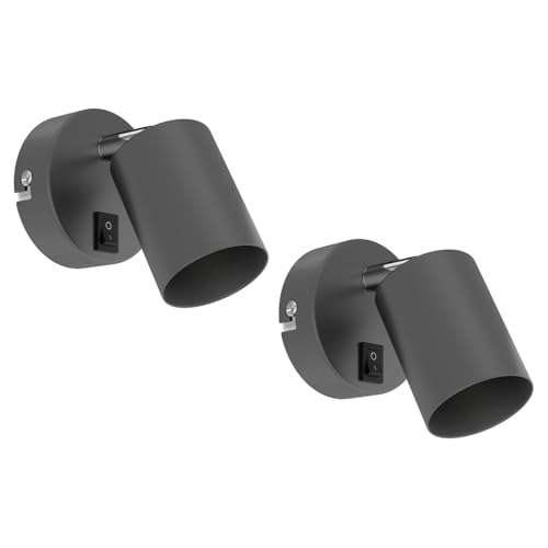 ledscom.de 2 apliques WAIKA, interruptor, antracita mate, redondo, 1x GU10 máx. 60W