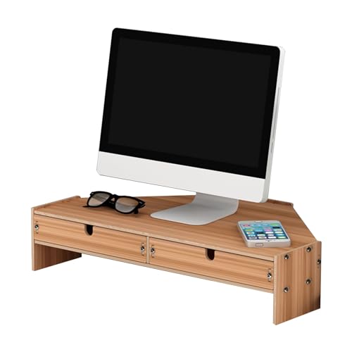 Support de moniteur triangulaire avec 2 tiroirs pour écran d'ordinateur de bureau - 2