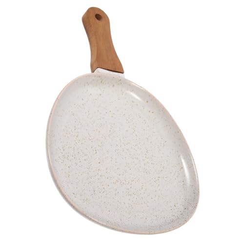 ULTECHNOVO Plato de servir de cerámica con asa para uso doméstico y gastronomía, lavable en lavavajillas, diseño vintage nórdico, gran formato, gris