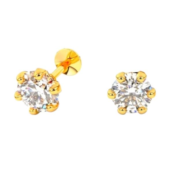 Pure Yellow 14Kt Gold Stud Earring For Women, Man, Boys and Girls with Purity Certificate.